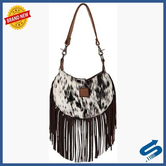Genuine Leather Hobo Bag with Fringe Top Handle Removable Strap